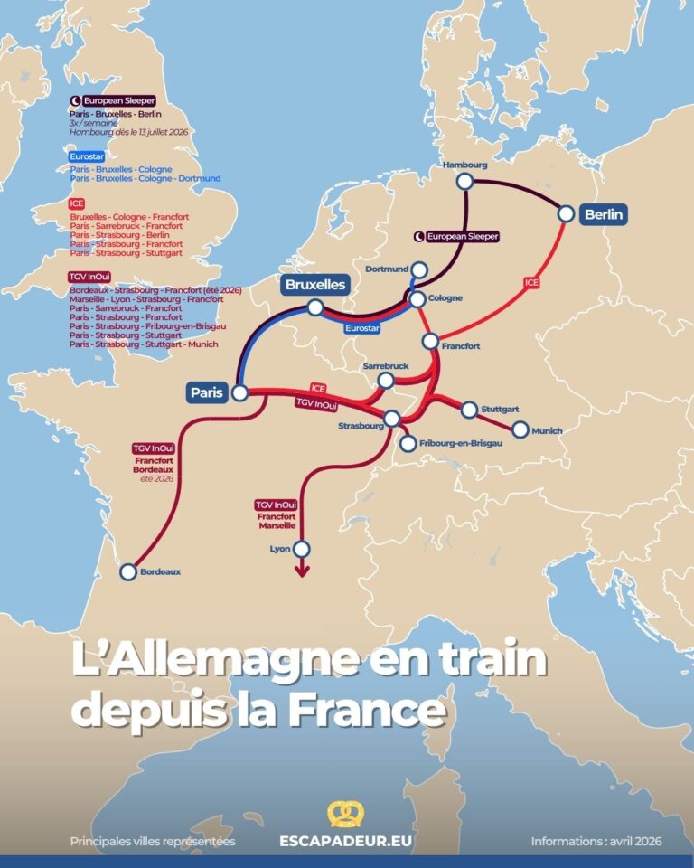 Allemagne en train depuis la France - avril 2026