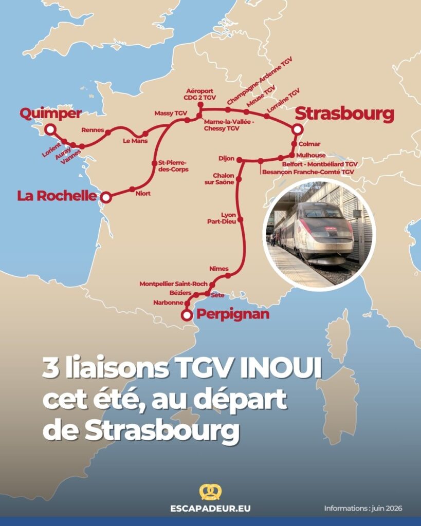 Carte TGV intersecteurs liaisons estivales Strasbourg 2026