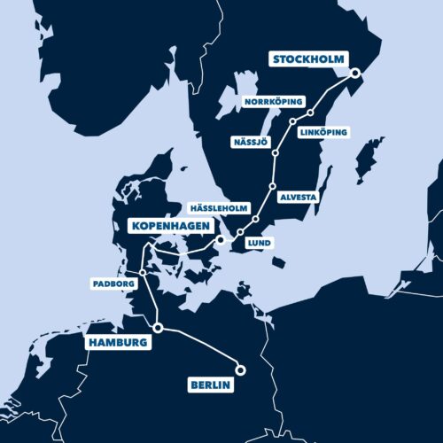 Carte train de nuit Berlin - Stockholm - RDC EuroNight