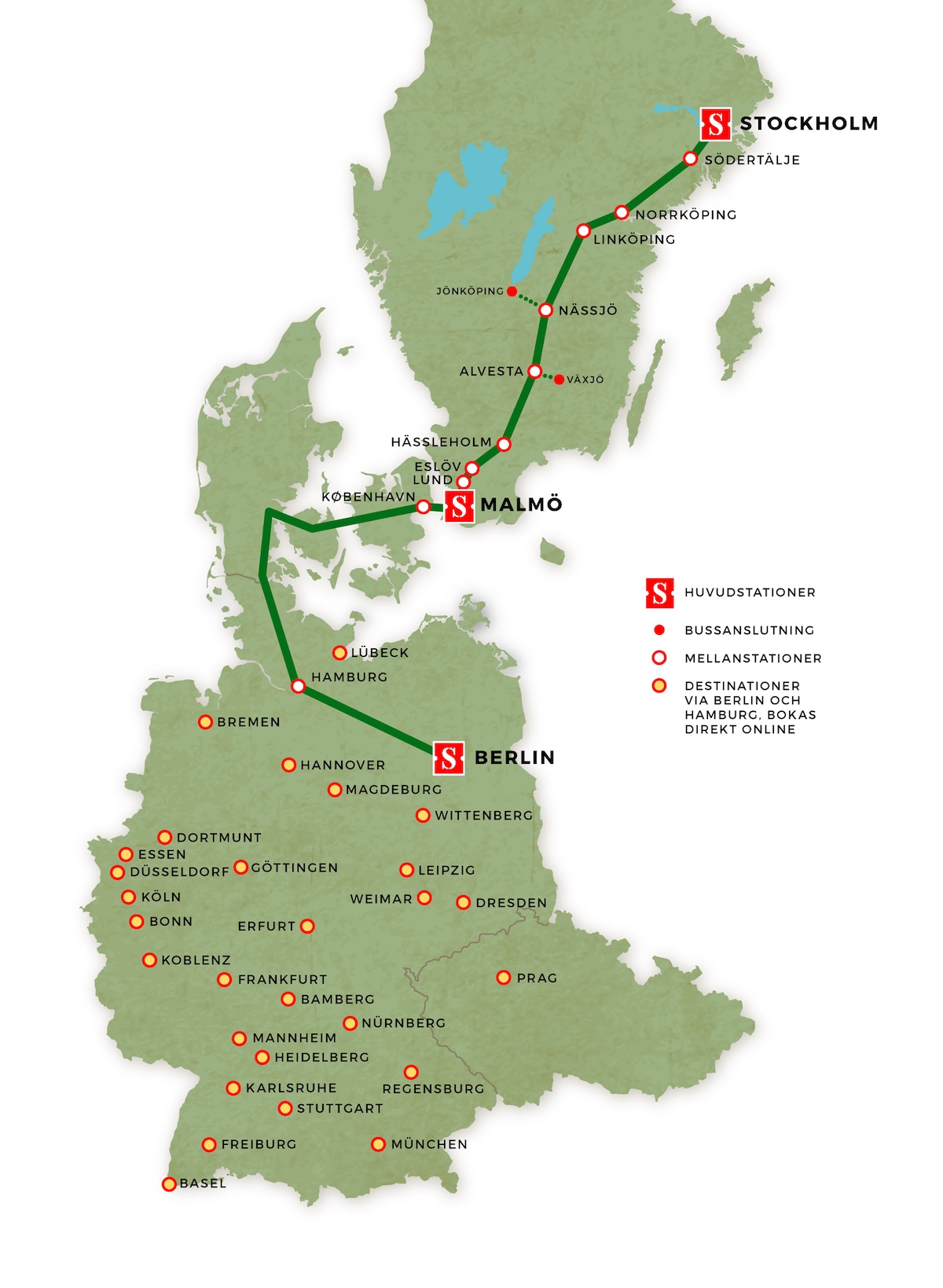 Carte train de nuit Berlin - Stockholm - Snalltaget